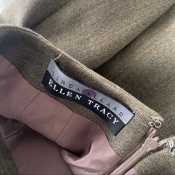 LINDA ALLARD ELLEN TRACY Dark Green Wool Pencil Skirt Business Casual Size 4 - Picture 3 of 6